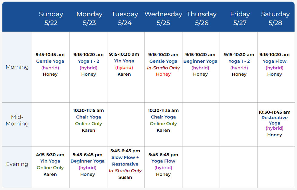 Yoga Balance Schedule 05-22-22
