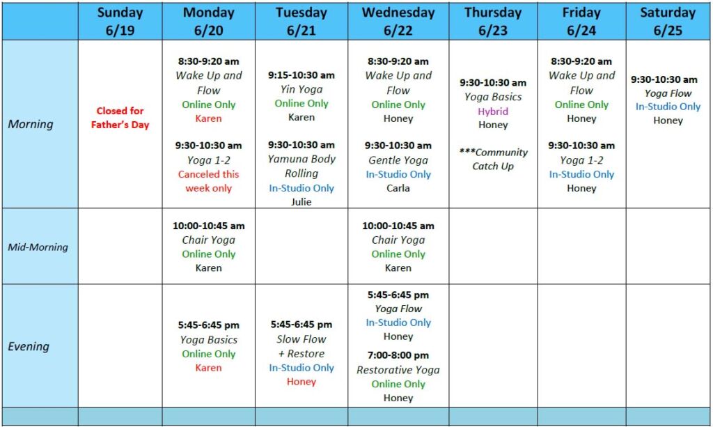 Yoga Balance Schedule 06-19-22