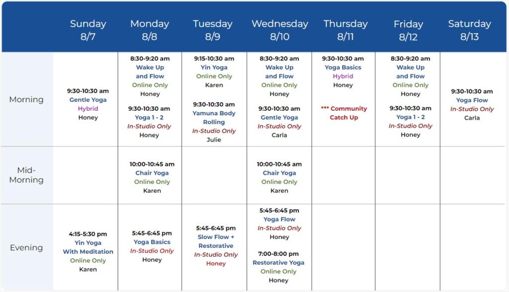 Yoga Balance Schedule 08-07-22